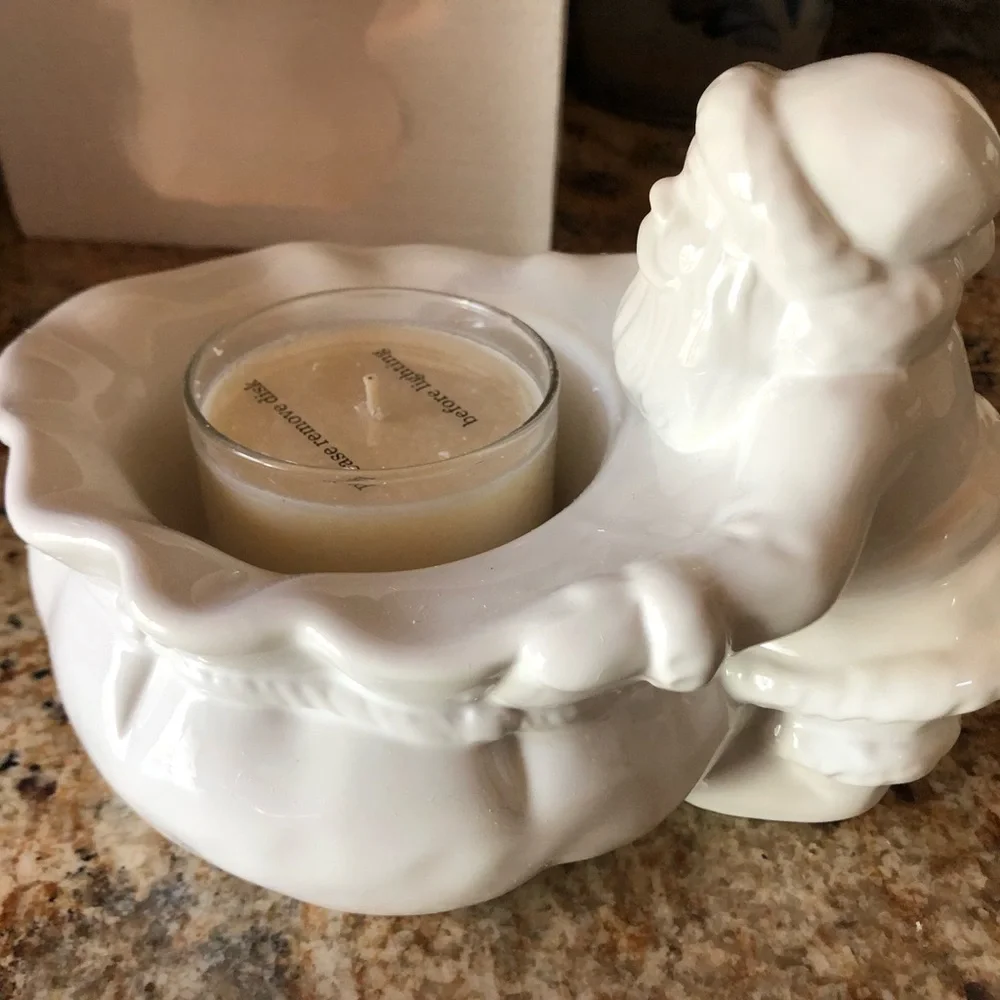 Williams Sonoma Christmas Santa candle holder